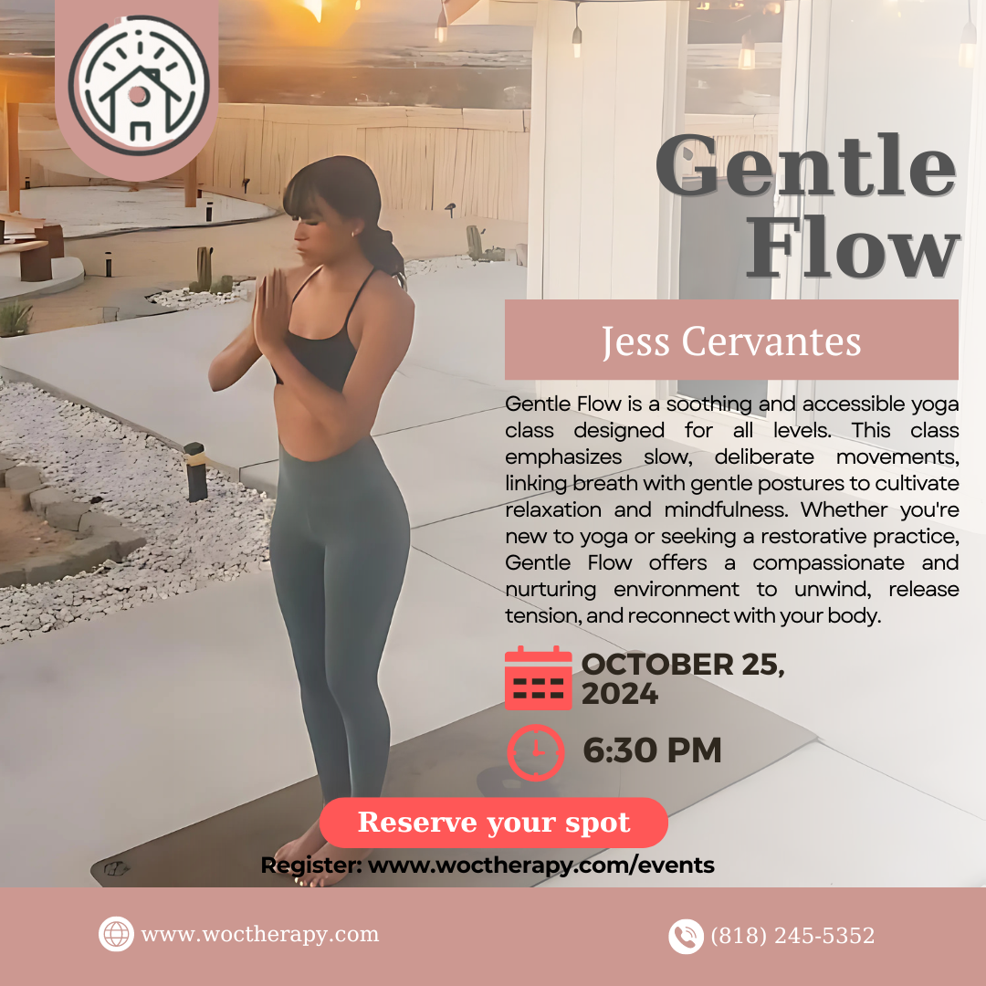 Join us indoors on October 25, 2024, at 6:30 PM for "Gentle Flow," a yoga class perfect for nurturing both mind and body. This tranquil exercise session offers the ideal balance of movement and relaxation. Embrace serenity and strength as you flow through each pose with grace.